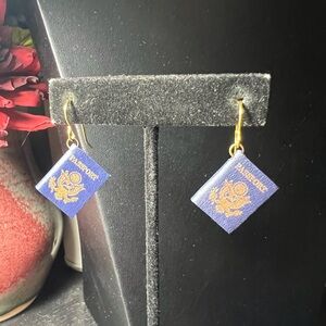 Blue and Gold Passport Earrings